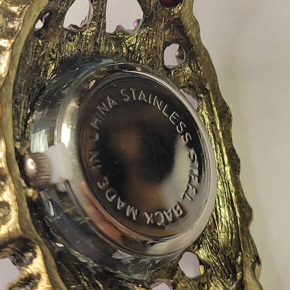 Purple Rhinestone Watch Cuff Band Round Face Ornate Fashion Watch - NEW ! - Picture 11 of 16